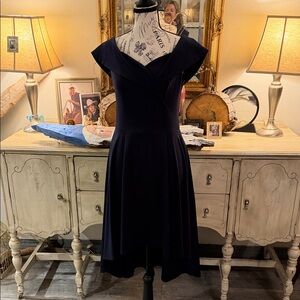 Elegant Navy Off-Shoulder Fit & Flare Dress